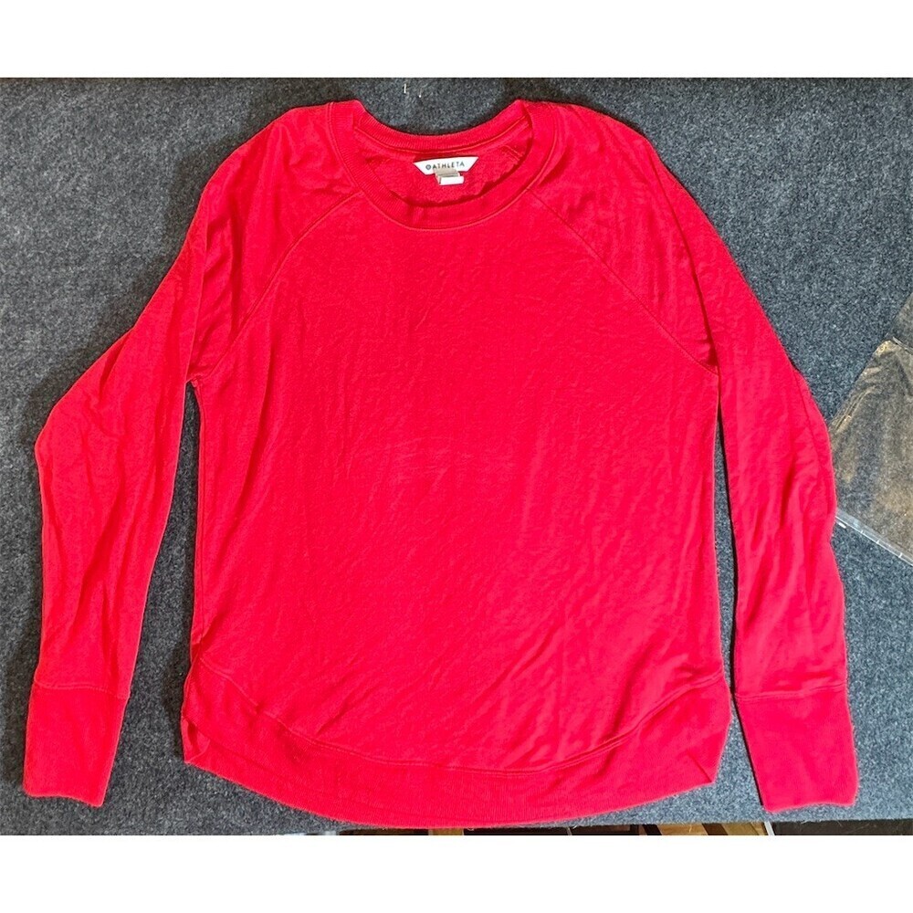 Athleta Mindset Sweatshirt Womens M Red Raglan Crew Neck Pullover Stretch